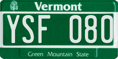 VT license plate YSF080