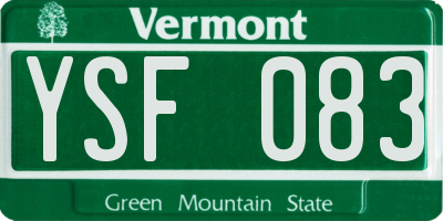 VT license plate YSF083
