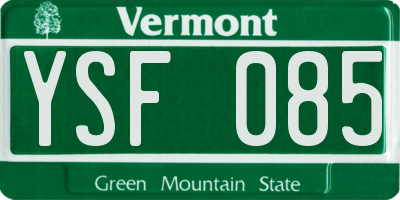 VT license plate YSF085