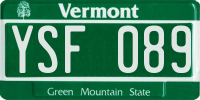 VT license plate YSF089