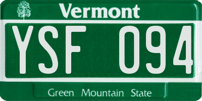 VT license plate YSF094