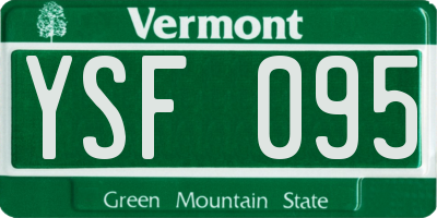 VT license plate YSF095