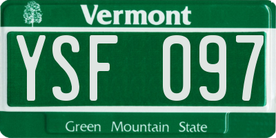 VT license plate YSF097