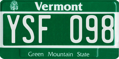 VT license plate YSF098