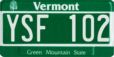 VT license plate YSF102