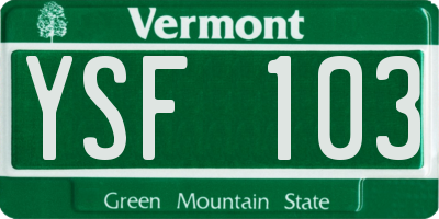 VT license plate YSF103