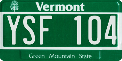 VT license plate YSF104