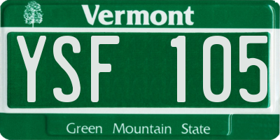 VT license plate YSF105