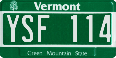 VT license plate YSF114