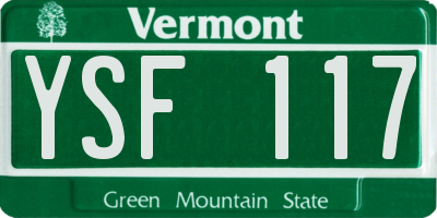 VT license plate YSF117