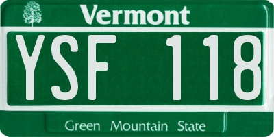 VT license plate YSF118