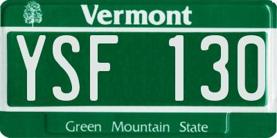 VT license plate YSF130