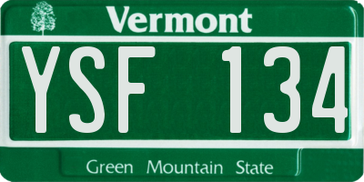 VT license plate YSF134