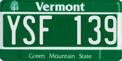 VT license plate YSF139