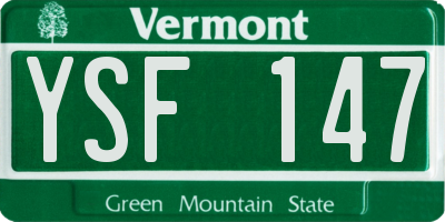 VT license plate YSF147
