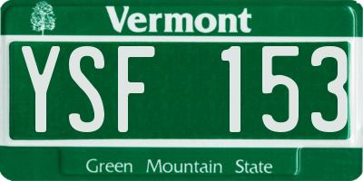 VT license plate YSF153