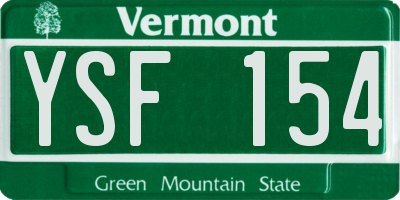 VT license plate YSF154