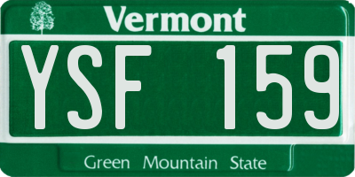 VT license plate YSF159