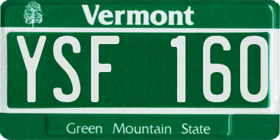 VT license plate YSF160