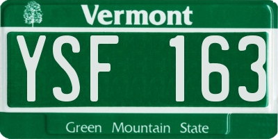 VT license plate YSF163