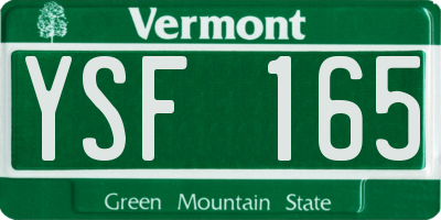 VT license plate YSF165