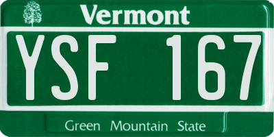 VT license plate YSF167