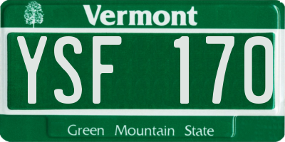 VT license plate YSF170