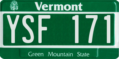 VT license plate YSF171
