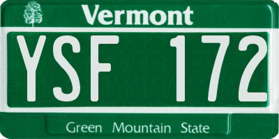 VT license plate YSF172