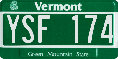 VT license plate YSF174