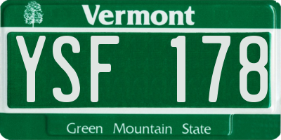 VT license plate YSF178