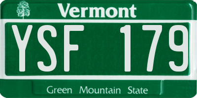 VT license plate YSF179