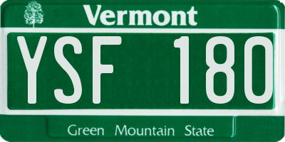VT license plate YSF180