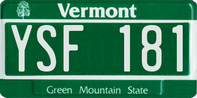 VT license plate YSF181