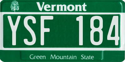 VT license plate YSF184