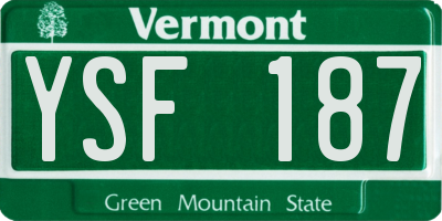 VT license plate YSF187