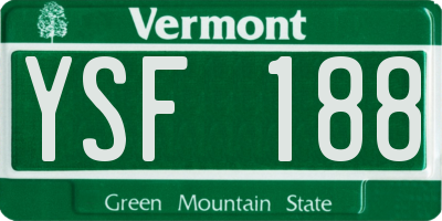 VT license plate YSF188
