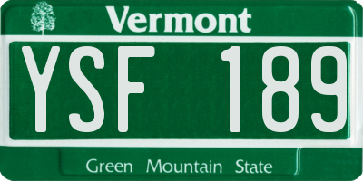 VT license plate YSF189