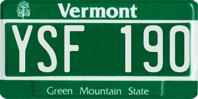 VT license plate YSF190