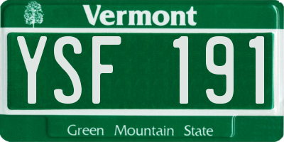 VT license plate YSF191