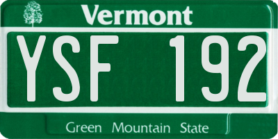 VT license plate YSF192