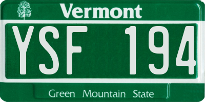 VT license plate YSF194