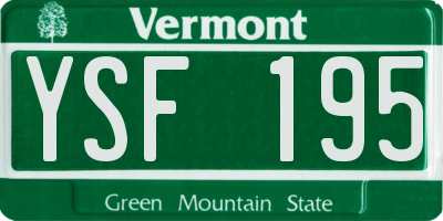 VT license plate YSF195