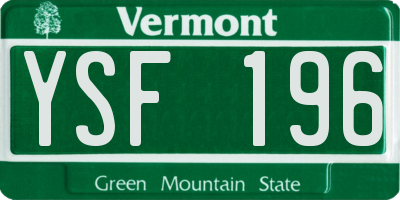VT license plate YSF196