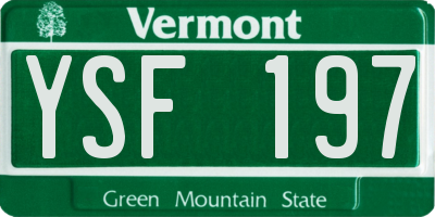 VT license plate YSF197