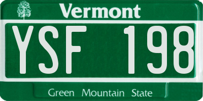 VT license plate YSF198
