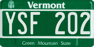 VT license plate YSF202