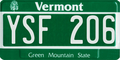 VT license plate YSF206