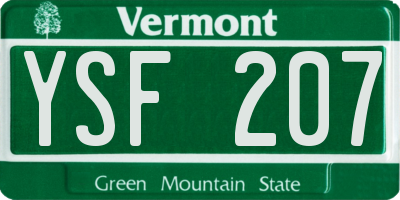 VT license plate YSF207