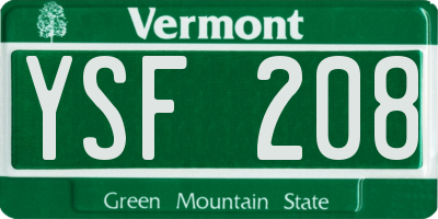 VT license plate YSF208